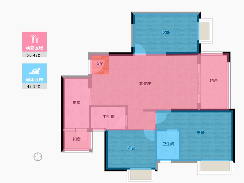 广东省-湛江市-碧海金岸花园-89.71-户型库-动静分区