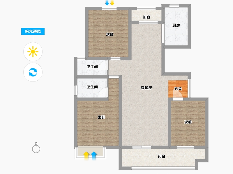 河南省-信阳市-淮滨西湖春天-104.00-户型库-采光通风