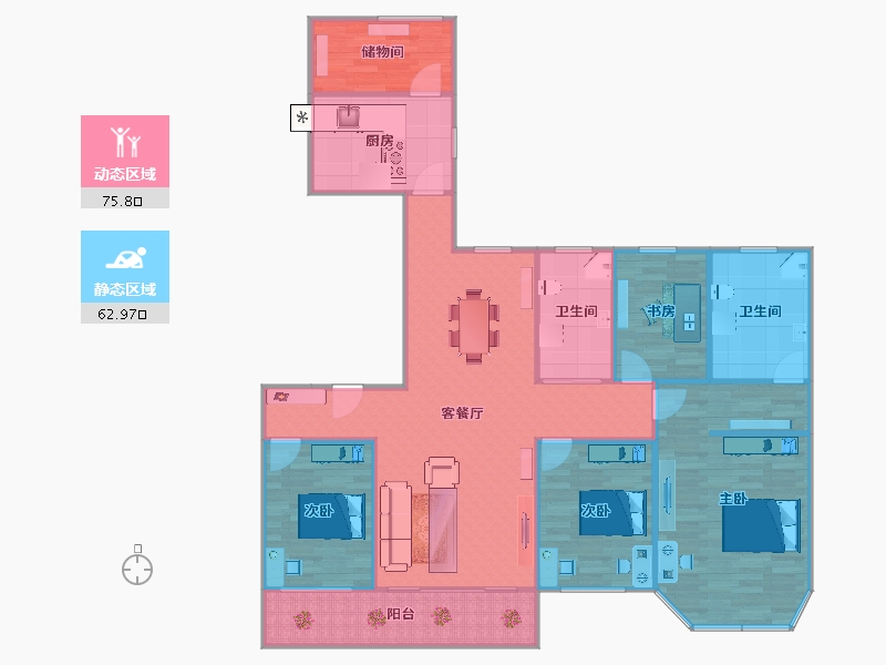 江苏省-无锡市-华润悦府-128.06-户型库-动静分区