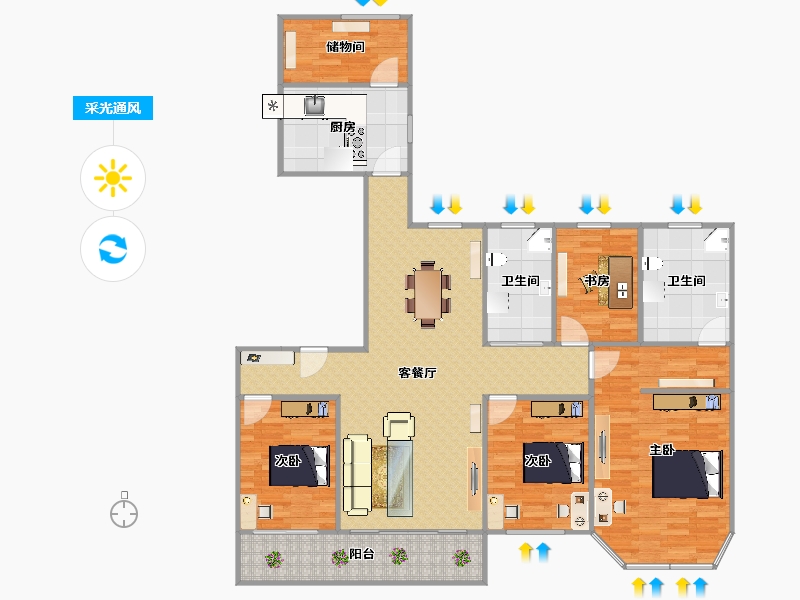 江苏省-无锡市-华润悦府-128.06-户型库-采光通风