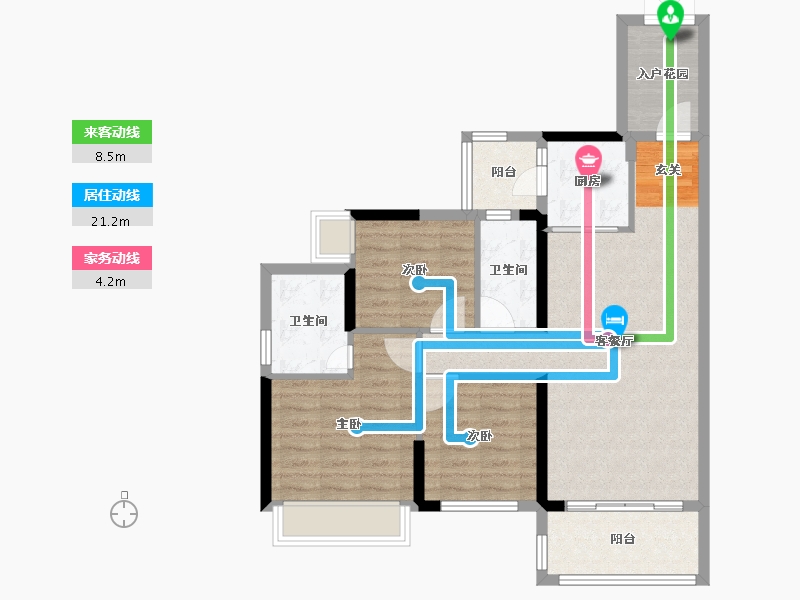 广东省-湛江市-嘉豪城市花园-86.00-户型库-动静线