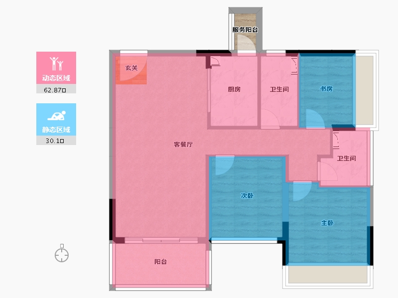 广东省-湛江市-福祥花园-85.02-户型库-动静分区