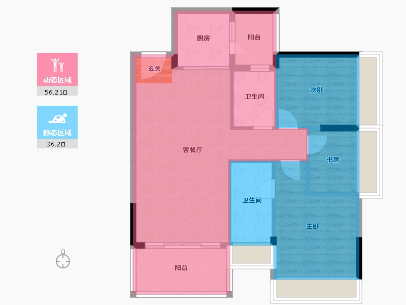 广东省-湛江市-福祥花园-83.56-户型库-动静分区