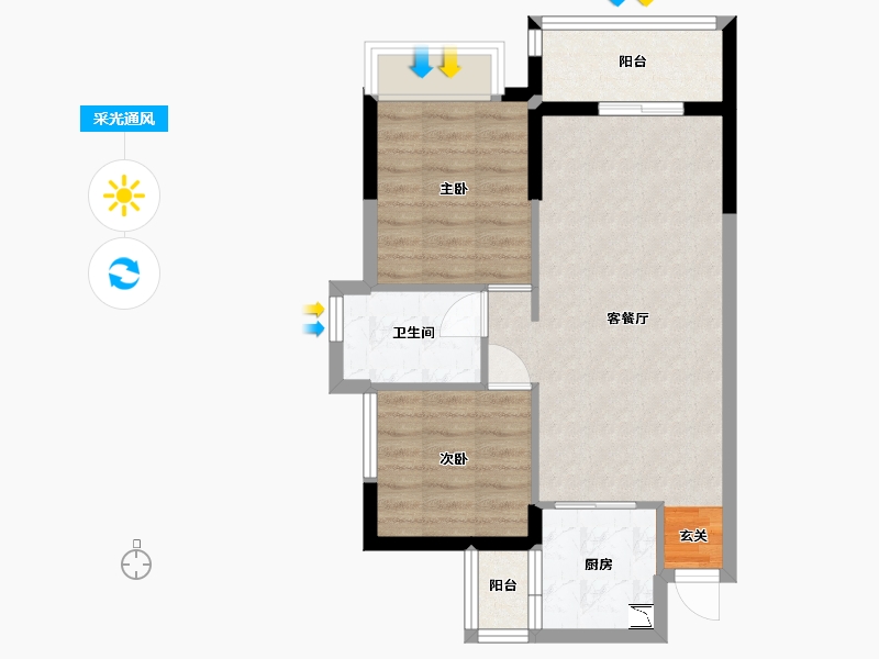 广东省-清远市-英德富力金禧花园-60.00-户型库-采光通风