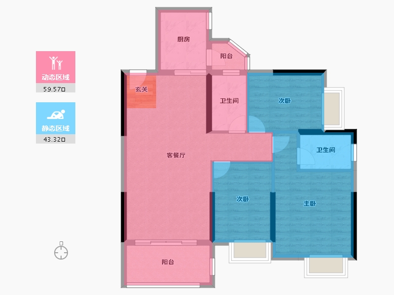 广东省-湛江市-碧海金岸花园-92.73-户型库-动静分区