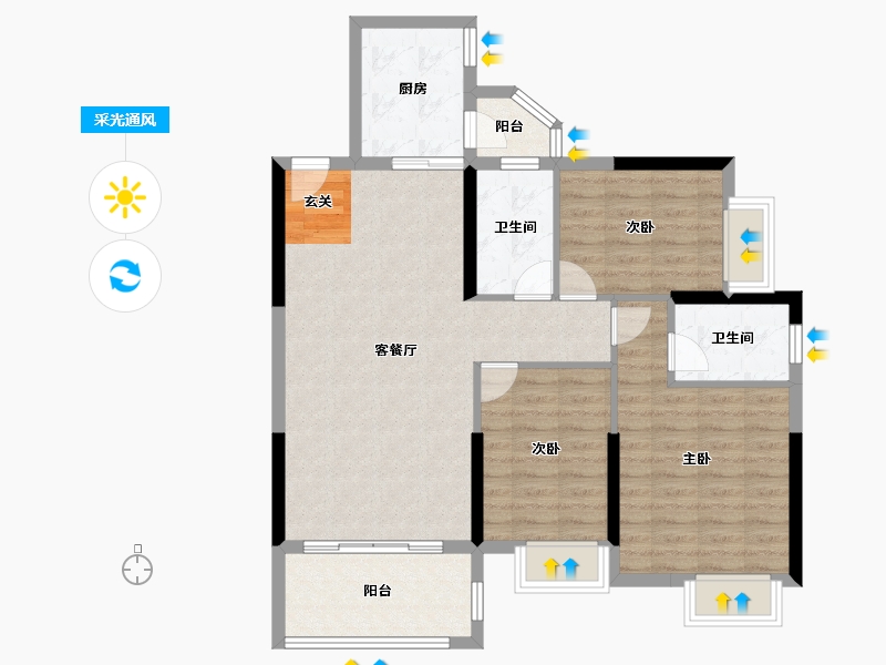 广东省-湛江市-碧海金岸花园-92.73-户型库-采光通风