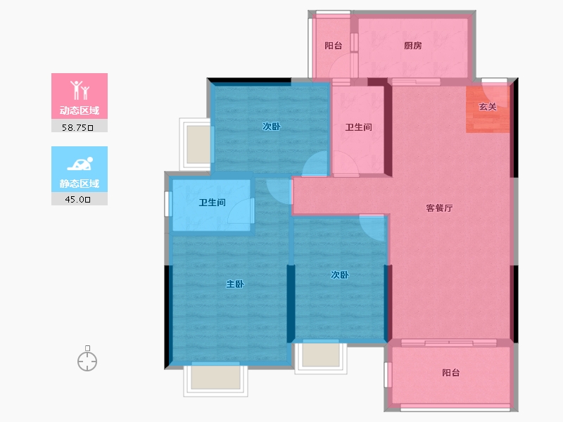 广东省-湛江市-碧海金岸花园-93.38-户型库-动静分区