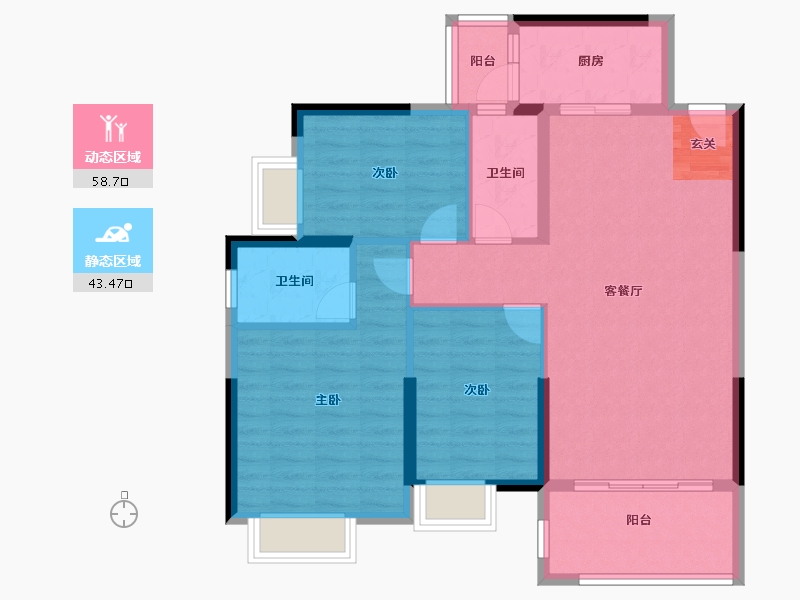 广东省-湛江市-碧海金岸花园-92.07-户型库-动静分区