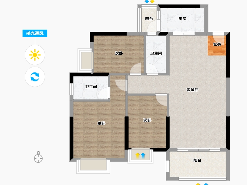 广东省-湛江市-碧海金岸花园-92.07-户型库-采光通风