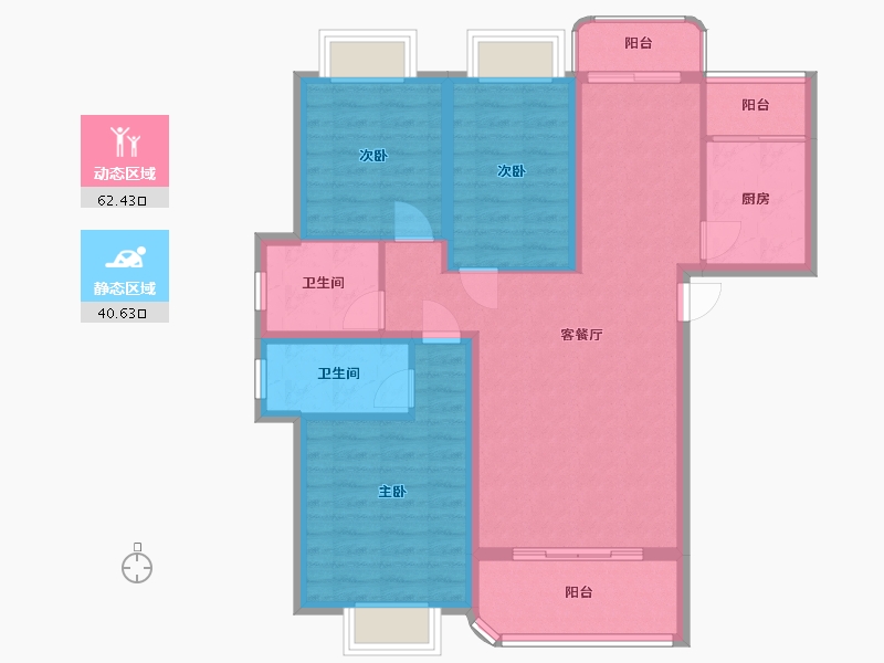 湖南省-郴州市-银都一品3期-92.29-户型库-动静分区