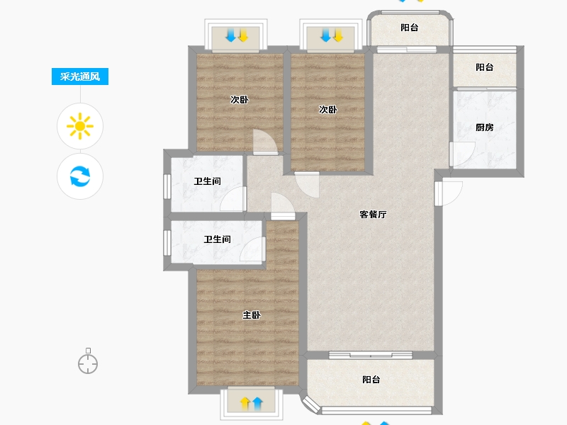 湖南省-郴州市-银都一品3期-92.29-户型库-采光通风