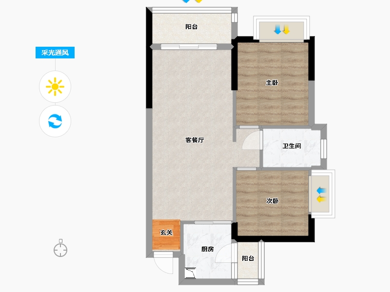 广东省-清远市-英德富力金禧花园-60.00-户型库-采光通风