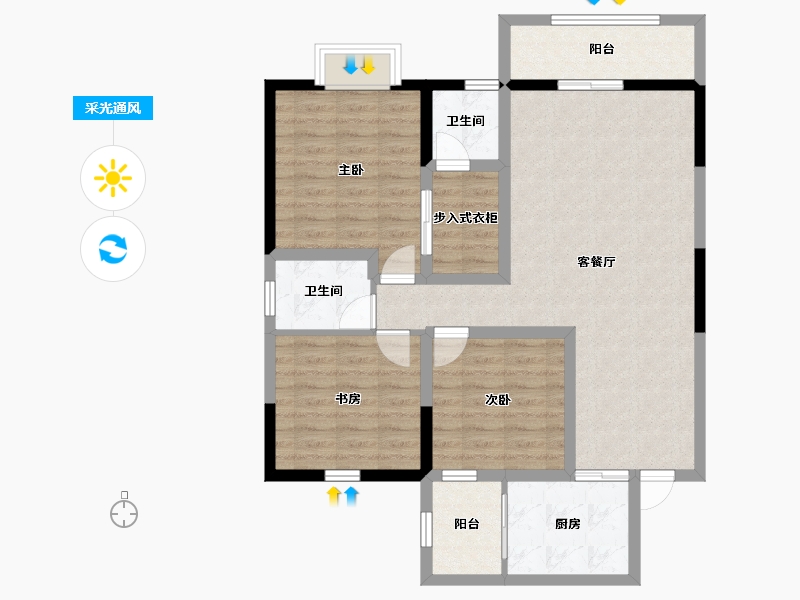 云南省-昆明市-石林西湖紫园-95.07-户型库-采光通风