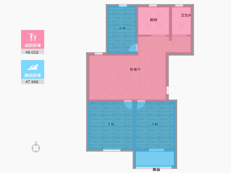 山东省-潍坊市-和佳星河苑-85.60-户型库-动静分区