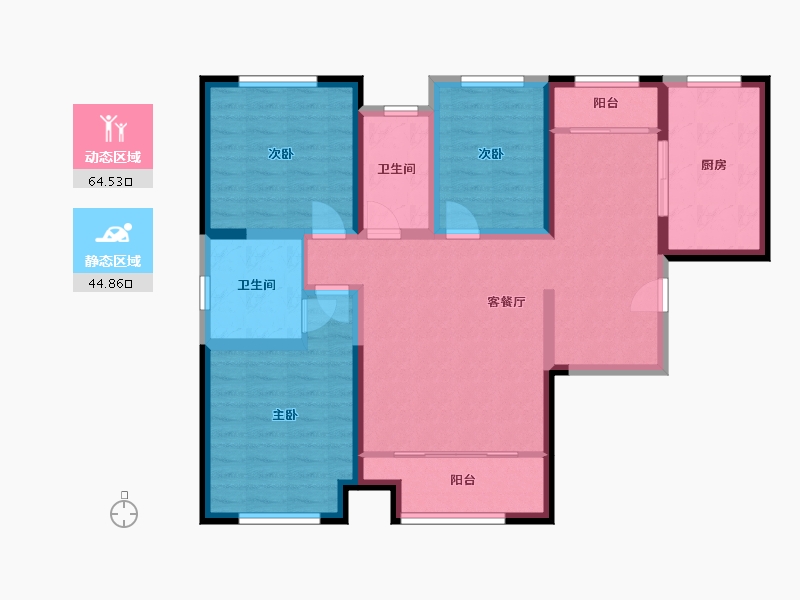 陕西省-西安市-华安紫竹苑-97.13-户型库-动静分区