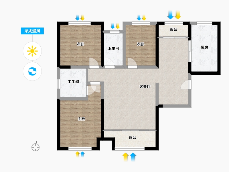 陕西省-西安市-华安紫竹苑-97.13-户型库-采光通风