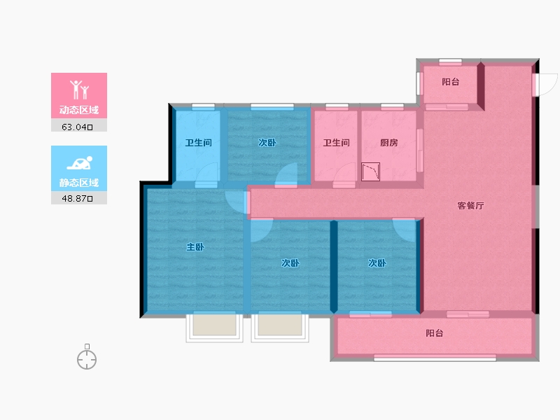 云南省-昆明市-雨花玖悦-98.62-户型库-动静分区