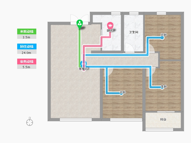 山东省-潍坊市-华安紫宸公馆-93.60-户型库-动静线