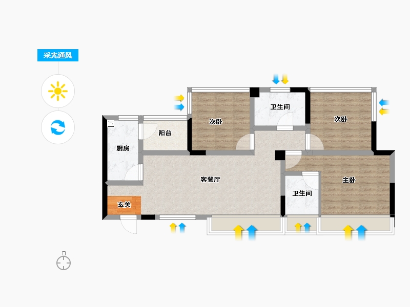 四川省-德阳市-欢乐颂-84.44-户型库-采光通风