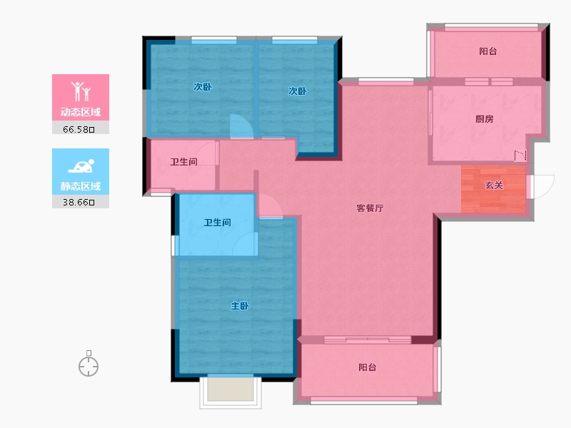 江苏省-南京市-恒大湖山半岛-94.26-户型库-动静分区