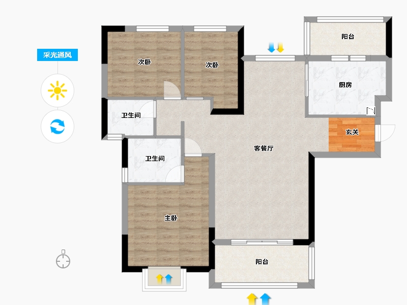 江苏省-南京市-恒大湖山半岛-94.26-户型库-采光通风