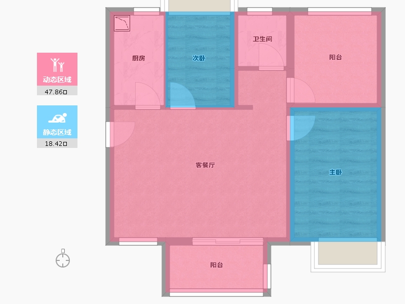 广东省-佛山市-保利时光印象-58.61-户型库-动静分区