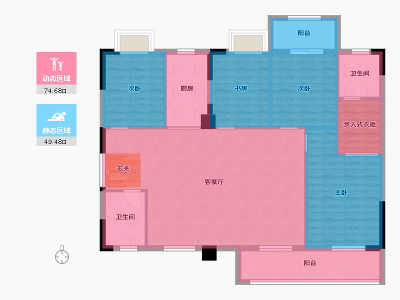 湖北省-宜昌市-长阳坤孟金园-113.50-户型库-动静分区