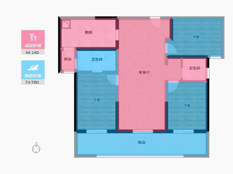 云南省-昆明市-北科建・春城大观-96.17-户型库-动静分区