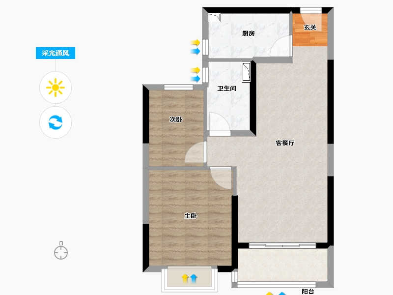 广西壮族自治区-北海市-北海恒大御景半岛三期御景湾-68.80-户型库-采光通风