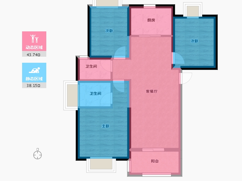 云南省-昆明市-浩创半山云府-72.31-户型库-动静分区