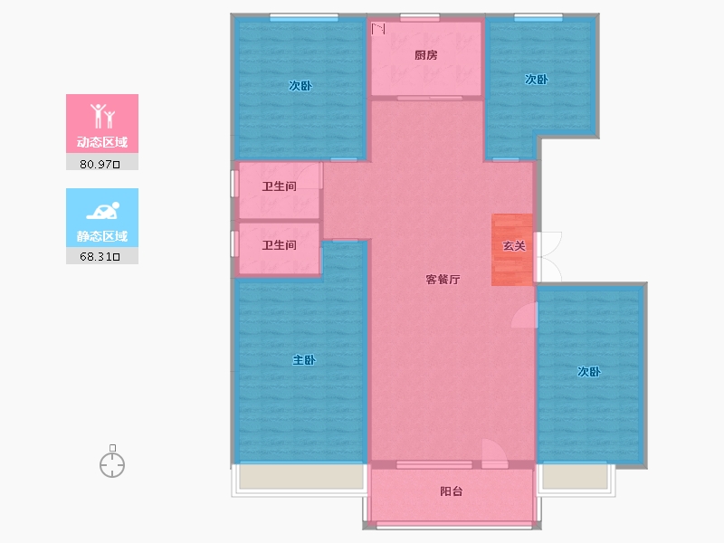 河北省-沧州市-沧州碧桂园天誉珑樾-136.14-户型库-动静分区