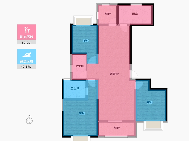 云南省-昆明市-浩创半山云府-89.69-户型库-动静分区