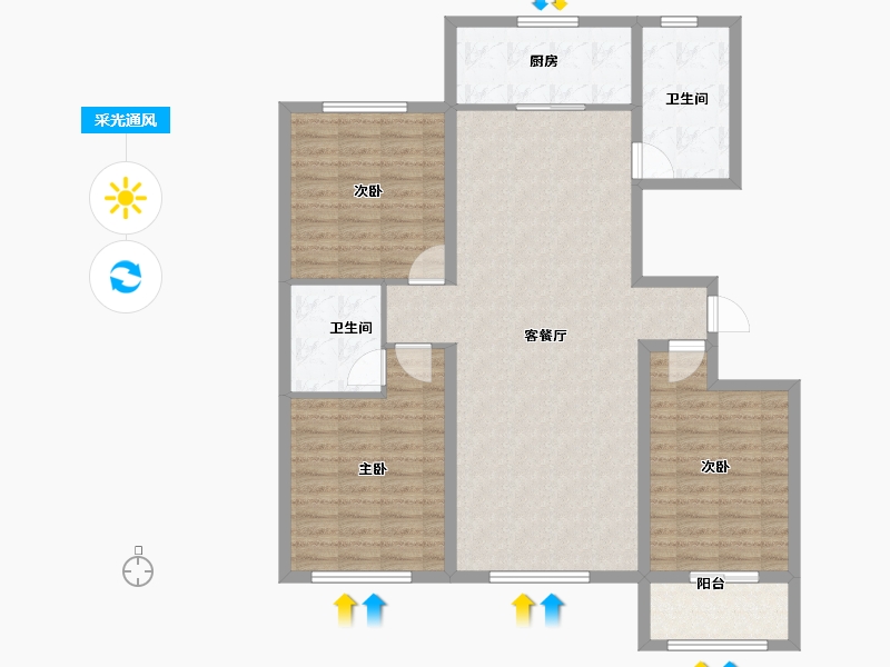 山东省-潍坊市-和佳御园-118.40-户型库-采光通风