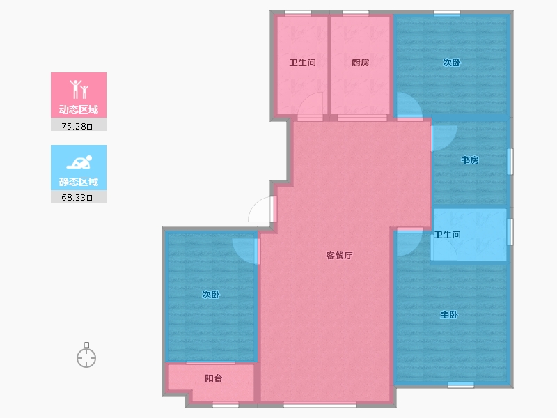 山东省-潍坊市-中阳东明学府-131.21-户型库-动静分区