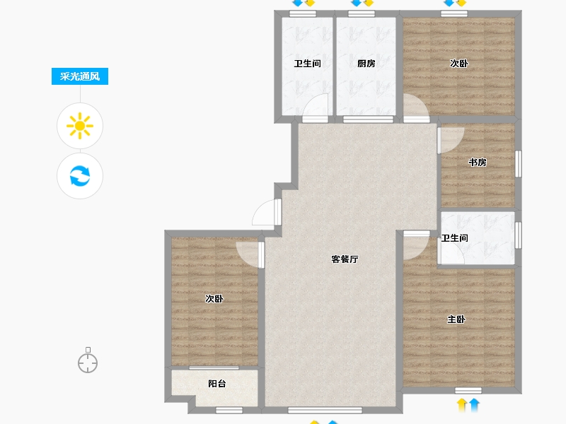 山东省-潍坊市-中阳东明学府-131.21-户型库-采光通风