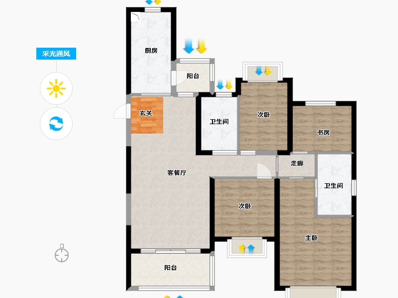 福建省-福州市-恒大御府-111.32-户型库-采光通风