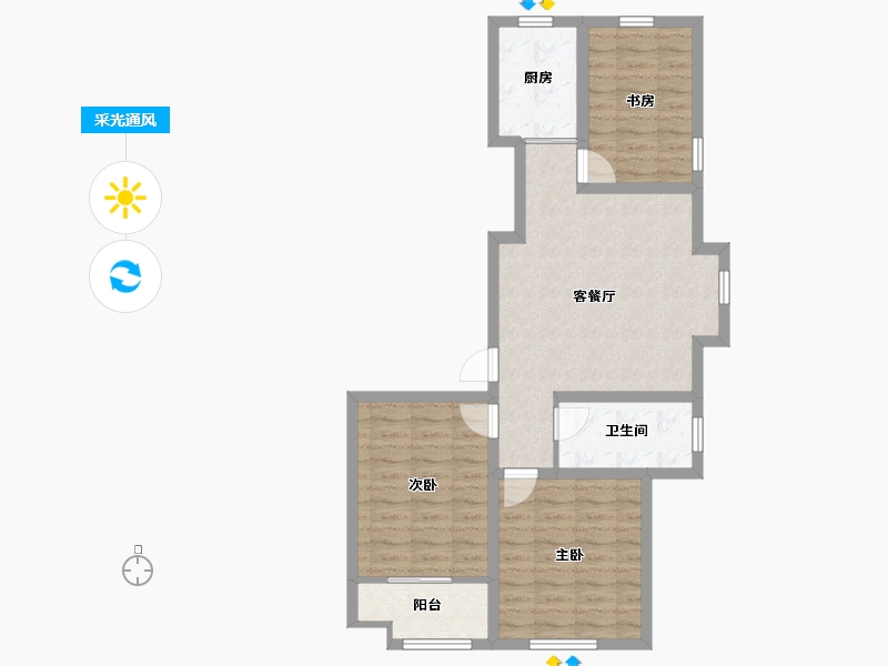 山东省-潍坊市-中阳东明学府-74.36-户型库-采光通风