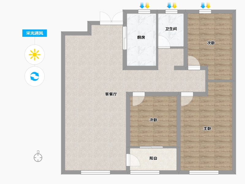 山东省-潍坊市-华安紫宸公馆-96.00-户型库-采光通风