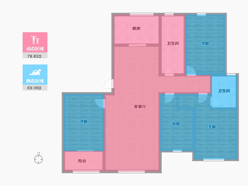 山东省-潍坊市-中阳东明学府-132.80-户型库-动静分区