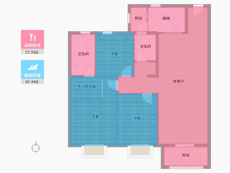 山东省-潍坊市-秀兰青州府-103.61-户型库-动静分区