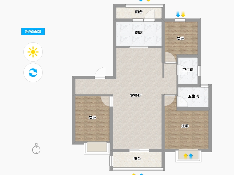 山东省-潍坊市-秀兰青州府-93.87-户型库-采光通风