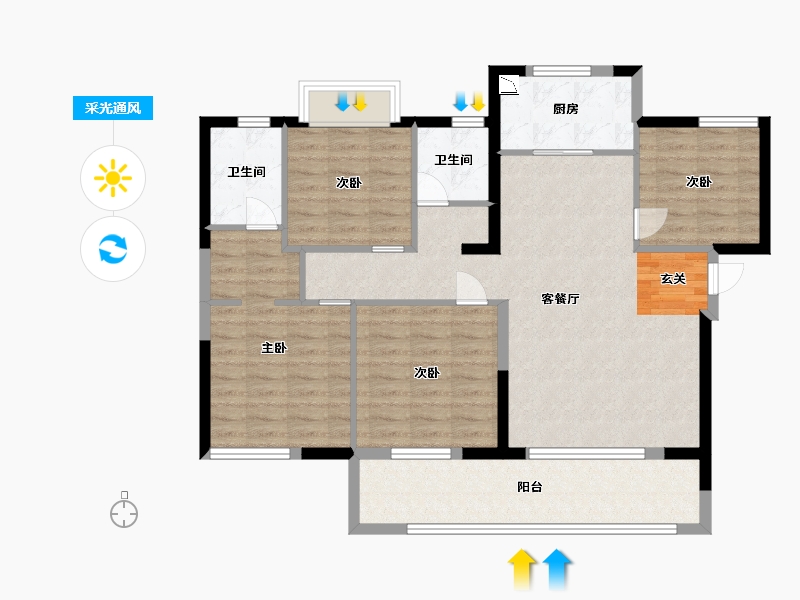 福建省-福州市-中发首府-104.00-户型库-采光通风