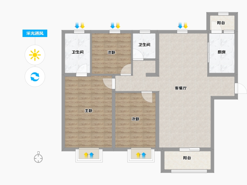 山东省-潍坊市-秀兰青州府-104.00-户型库-采光通风