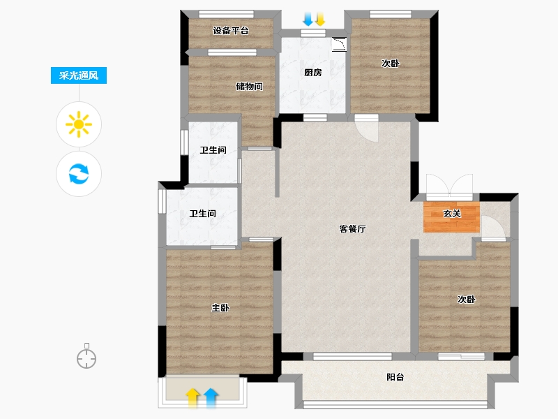 浙江省-湖州市-湖州丝绸小镇-103.20-户型库-采光通风