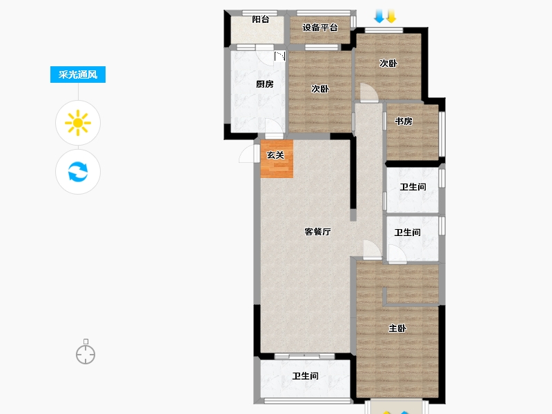 浙江省-湖州市-恒大金陵悦府-111.20-户型库-采光通风