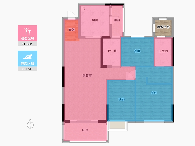 浙江省-湖州市-恒大金陵悦府-102.40-户型库-动静分区