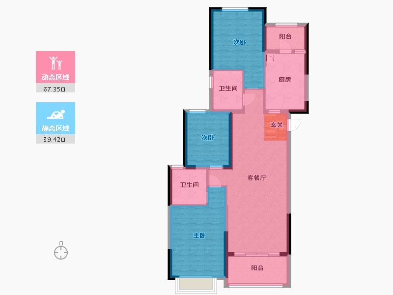 浙江省-湖州市-恒大金陵悦府-95.20-户型库-动静分区