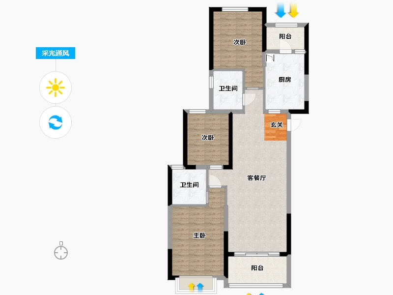 浙江省-湖州市-恒大金陵悦府-95.20-户型库-采光通风