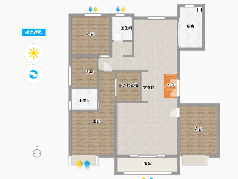 浙江省-湖州市-东升和府-136.21-户型库-采光通风