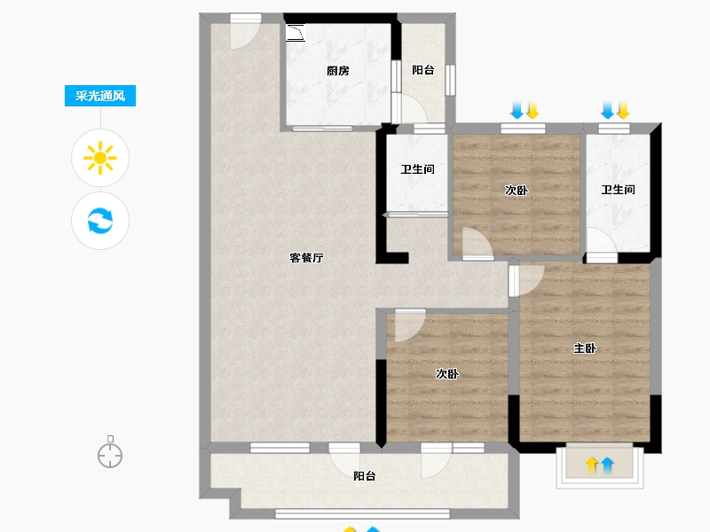 山东省-临沂市-碧桂园翡丽之光-95.80-户型库-采光通风